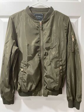 E3NO Women's Olive Bomber Jacket